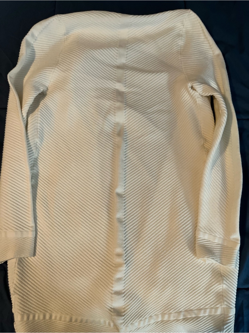 Red Open-Front Ribbed Cardigan - Cream - Picture 3 of 3